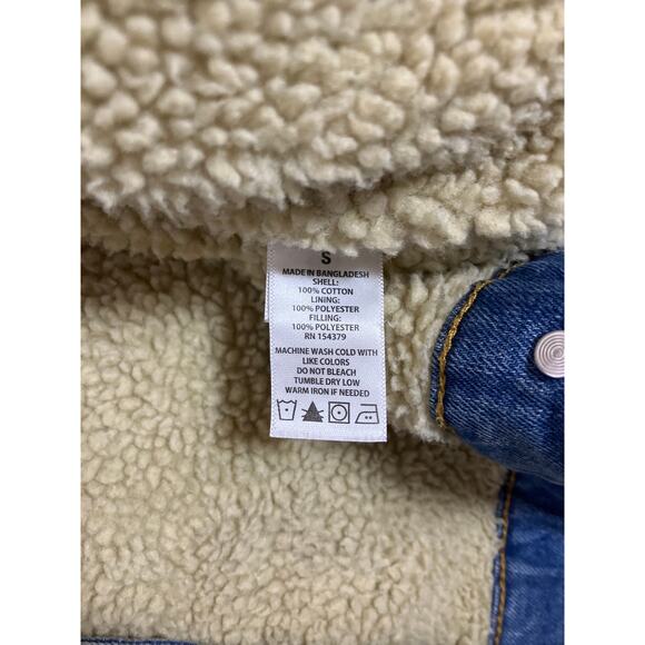 Aeropostale Sherpa Lined Denim Jacket Women’s Small | Blue Jean Trucker Coat - Picture 3 of 5